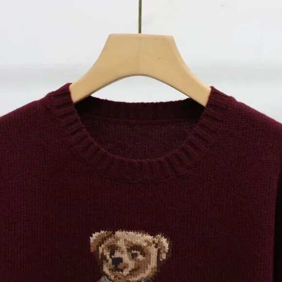 Polo by Ralph Lauren Maroon Bear Crewneck Sweater - Picture 4 of 5